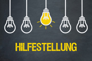 Hilfestellung / Tafel mit Glühbirnen