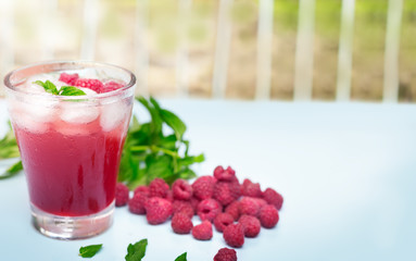 Homemade fresh raspberries juice