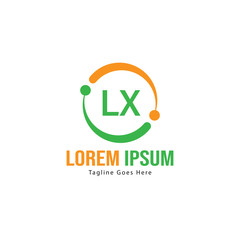 Initial LX logo template with modern frame. Minimalist LX letter logo vector illustration
