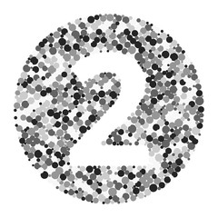 Digit 2 color distributed circles dots illustration