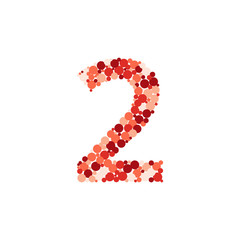 Digit 2 color distributed circles dots illustration