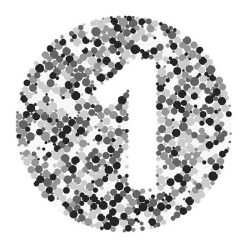 Digit 1 color distributed circles dots illustration