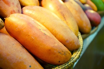 Big Fresh Yellow mango In the basket