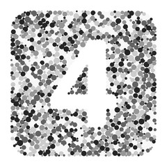 Digit 4 color distributed circles dots illustration