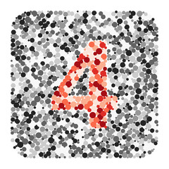 Digit 4 color distributed circles dots illustration