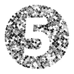 Digit 5 color distributed circles dots illustration