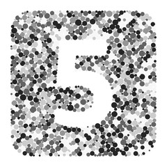 Digit 5 color distributed circles dots illustration