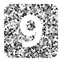 Digit 9 color distributed circles dots illustration