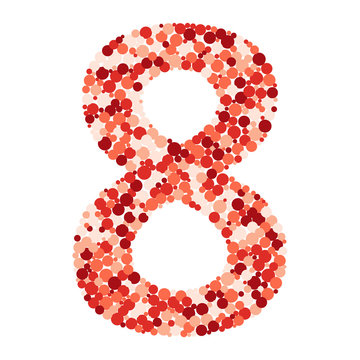 Digit 8 color distributed circles dots illustration