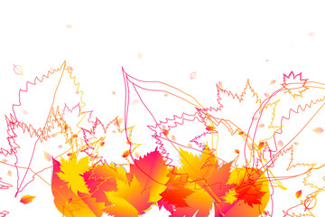 Red simple minimalistic autumn background. Orange yellow watercolor brushes