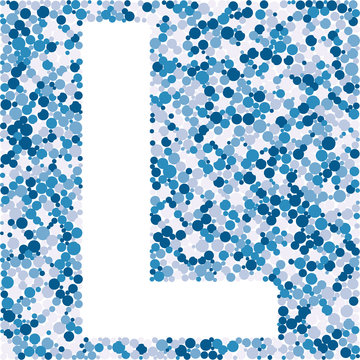 L letter color distributed circles dots illustration