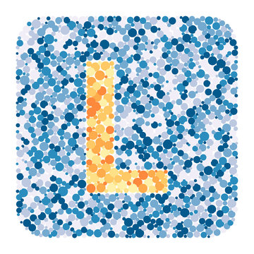 L letter color distributed circles dots illustration