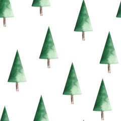  watercolor Christmas pattern with red car, trees, toys and sweets