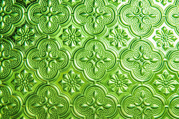Green sea bream pattern glass window texture of ancient buildings in Lingnan, China