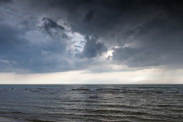 Rainy day by Baltic sea at Liepaja, Latvia.