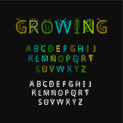 Growing hand drawn vector type glowing hand drawn illustration alphabet