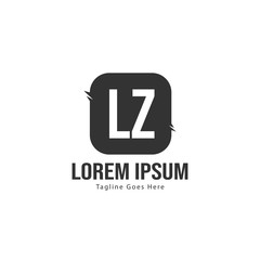 Initial LZ logo template with modern frame. Minimalist LZ letter logo vector illustration