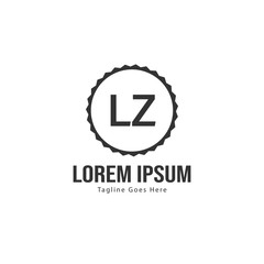 Initial LZ logo template with modern frame. Minimalist LZ letter logo vector illustration