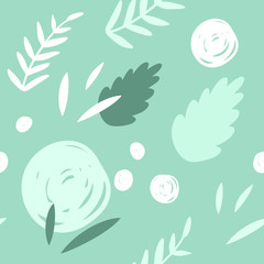 Floral abstract seamless pattern. Hand drawn, Doodle style plants for packaging, textiles and other designs...