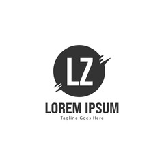 Initial LZ logo template with modern frame. Minimalist LZ letter logo vector illustration