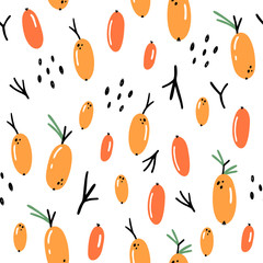 Floral abstract seamless pattern. Hand drawn, Doodle style plants for packaging, textiles and other designs...