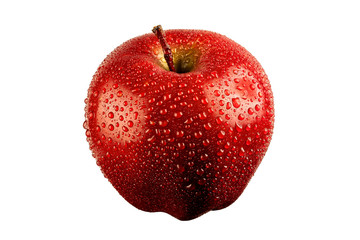 big beautiful red Apple with water drops. close-up, high quality, isolated on white background