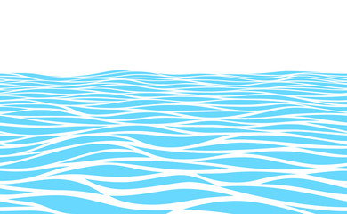 Blue water waves perspective landscape. Vector horizontal seamless pattern - 277360334