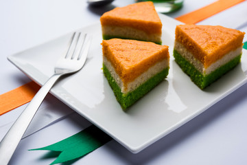 Tri-coloured / tiranga  Cake for Independence/republic Day celebration using Indian Flag colours