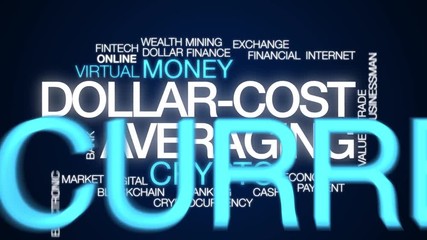 Dollar-cost averaging animated word cloud. Kinetic typography.