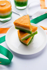 Tri-coloured / tiranga  Cake for Independence/republic Day celebration using Indian Flag colours