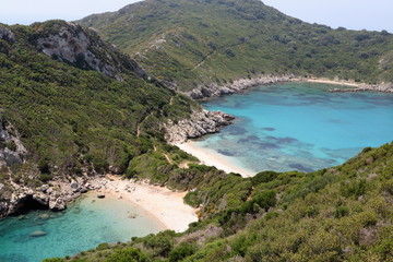 Fototapeta premium Blue lagoon of Porto Timoni beach in Corfu greece