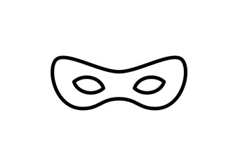 Vector outline anonymous icon. An venetian theater festival mask isolated on white background. Concept of anonymity, celebration, holiday, carnaval.
