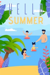 Summer Family Vacation on Tropical Resort Vector
