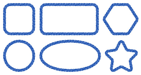 Nautical rope frames set. Braid. Rope sketches. Braid. Marine. Sail. Fishing. Nautical rope. Vintage. Simple framings.