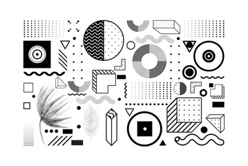 Obraz premium Universal trend halftone geometric shapes set