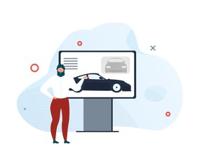 Presentation New Model Car Modern Showroom Vector