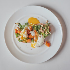 Tasty breakfast on plate