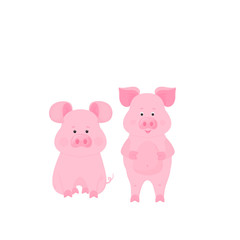 Cute pig cartoon characters. Piggy. Funny animal.