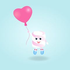 A funny boy Marshmallow with balloon cartoon character