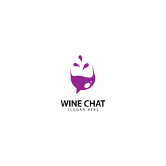 Wine Chat Logo Design Icon