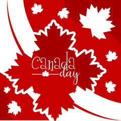 Canada day poster with maple leaves - Vector