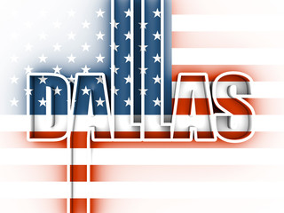 Dallas city name in geometry style design. Creative vintage typography poster concept. 3D rendering. Flag of the USA