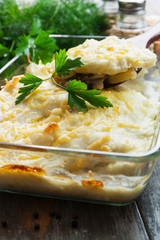 Casserole with fish and potatoes