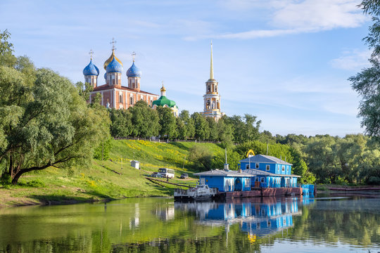 Pier on the river Trubezh close to Ryazan kremlin, Ryazan, Russia