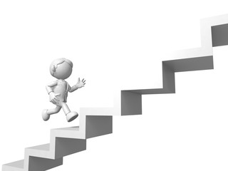 階段を駆け上るビジネスマン