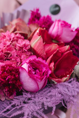 Beautiful bouquet with pink tender flowers