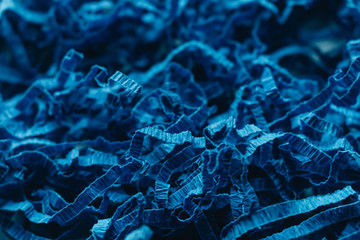 Macro photo of blue paper decor material
