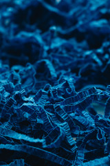 Macro photo of blue paper decor material