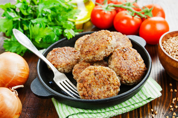  Buckwheat  burgers on the pan