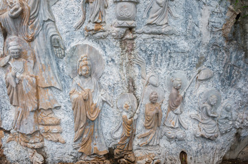 Buddha statues in the cave in Danang